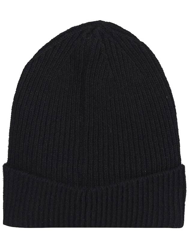 Embroidered Logo Ribbed Beanie Black - CP COMPANY - BALAAN 3