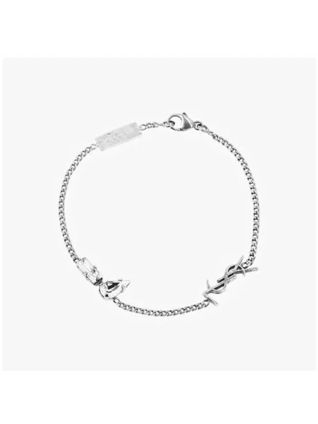 Opyum Charm Bracelet In Metal And Rhinestone Oxidized Silver - SAINT LAURENT - BALAAN 3