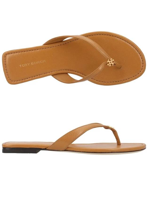 Capri Logo Plaque Flip Flops Brown - TORY BURCH - BALAAN 3