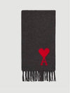 Big Heart Logo Muffler Scarf Dark Gray - AMI - BALAAN 1