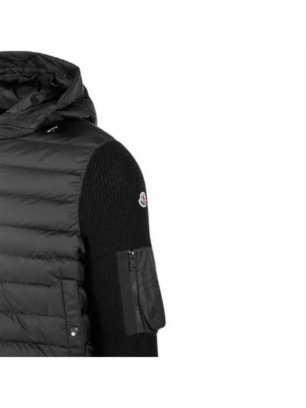 Padded Wool Hooded Zip-Up Cardigan Black - MONCLER - BALAAN 5