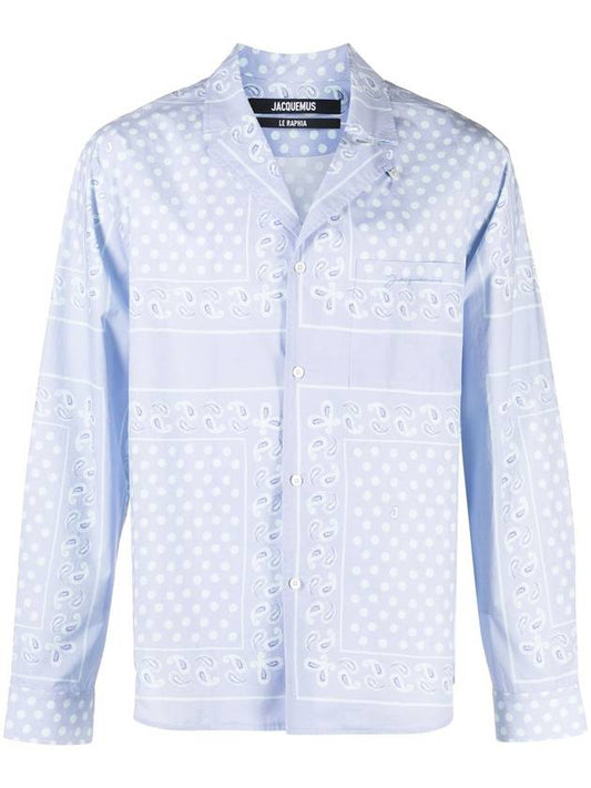 La Chemise Luis Paisley Print Long Sleeve Shirt Light Blue - JACQUEMUS - BALAAN 1