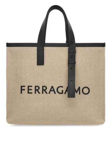 Signature Canvas Tote Bag Natural - SALVATORE FERRAGAMO - BALAAN 1