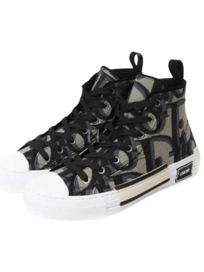 Oblique Jacquard B23 High Top Sneakers Black Beige - DIOR - BALAAN 2