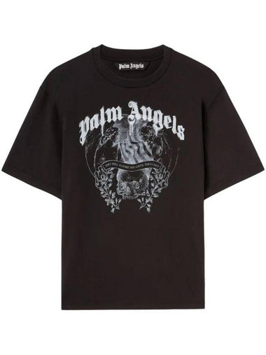 Statement Pencil Short Sleeve T-Shirt Black - PALM ANGELS - BALAAN 1