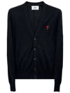 heart logo V-neck wool cardigan black - AMI - BALAAN 2