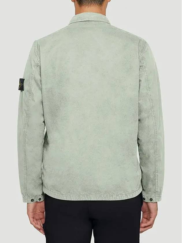 Stone Island Compass Waffen TriButton Pocket Cotton Zipup Shirt Jacket Green - STONE ISLAND - BALAAN 4