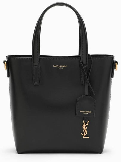 Toy Small Leather Shopping Box Tote Bag Black - SAINT LAURENT - BALAAN 2