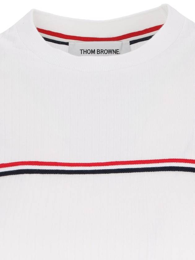 Women's High Twist Rip Stripe Short Sleeve T Shirt White - THOM BROWNE - BALAAN 5