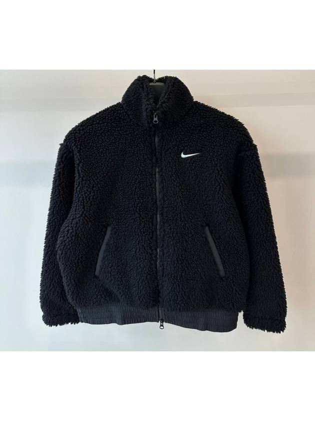 NSW Swoosh Fleece Sherpa Fur Jacket Black - NIKE - BALAAN 2