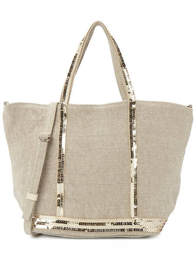 Women's Cabas Small Linen Tote Bag Sable - VANESSA BRUNO - BALAAN 2