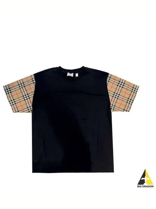 Vintage Check Sleeve Cotton Oversized T-shirt Black - BURBERRY - BALAAN 2