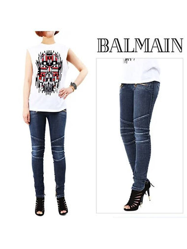 Women's Adonis Biker Jeans Blue - BALMAIN - BALAAN 1