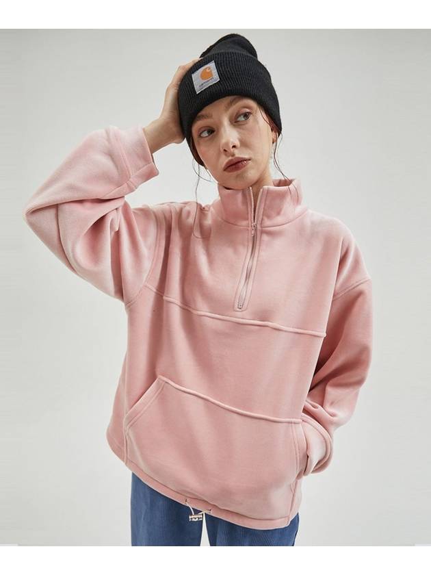 Velvet High Neck Zip up MTM Pink - MANAVIS7 - BALAAN 4