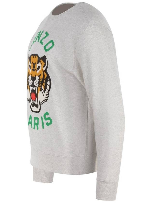 Lucky Tiger Embroidery Cotton Sweatshirt Pale Grey - KENZO - BALAAN 3