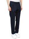 Men's Virgin Wool Straight Pants Navy - DRUMOHR - BALAAN 4