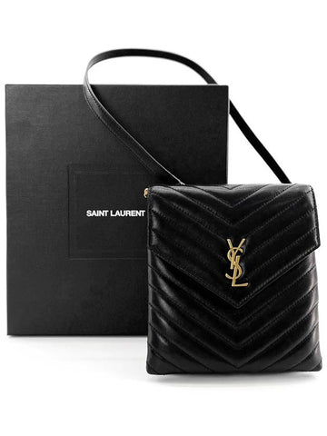 Matelasse Monogram Double Flap Shoulder Bag 672718 IEL07 1000 Black Gold Plated - SAINT LAURENT - BALAAN 1