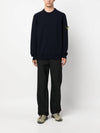 Logo Patch Crew Neck Wool Knit Top Navy - STONE ISLAND - BALAAN 3