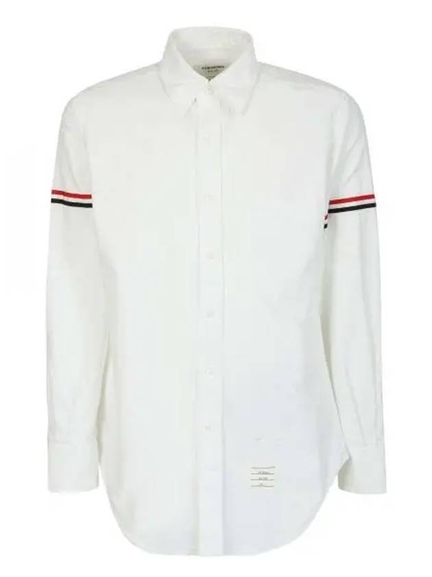 Oxford Striped Grosgrain Armband Classic Long Sleeve Shirt White - THOM BROWNE - BALAAN 2