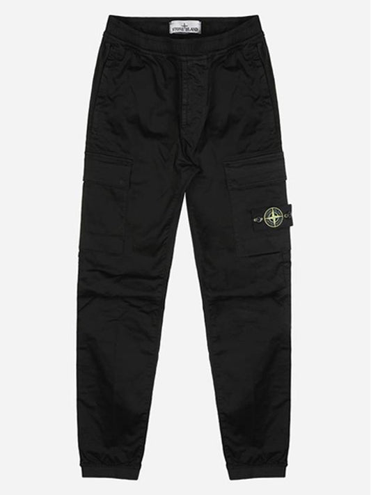 Regular Fit Cargo Cotton Track Pants Black - STONE ISLAND - BALAAN 2