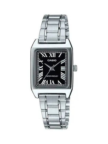 Square Plated Metal Analog Watch Silver Black - CASIO - BALAAN 1