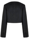 Colin Wool Wool No Collar V-neck Open Short Crop Jacket Charcoal COLIN48CH - RAMUSTUDIO - BALAAN 3