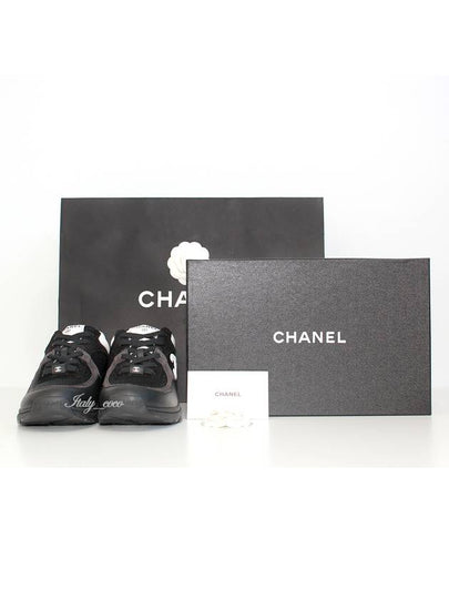 CC Logo Leather Low Top Sneakers Black - CHANEL - BALAAN 2