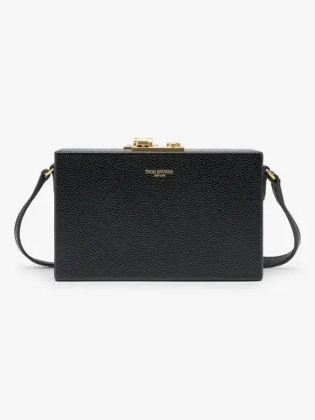 Logo Grained Leather Crossbody Bag Black - THOM BROWNE - BALAAN 2