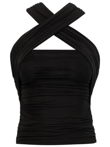 Wrinkle Jersey Sleeveless Black - SAINT LAURENT - BALAAN 1