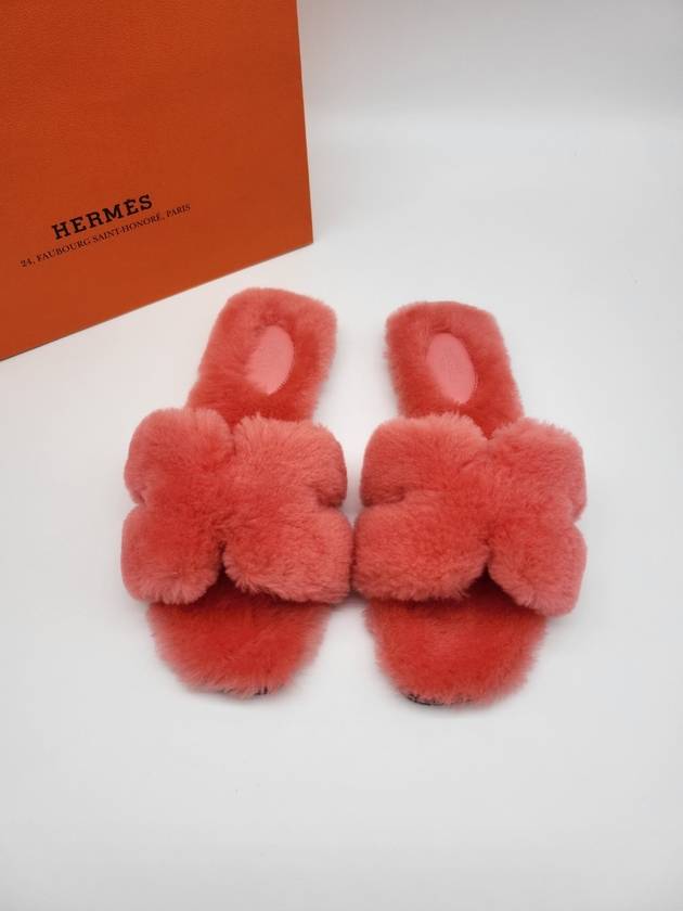 Oran Wool Sandals Rose - HERMES - BALAAN 3