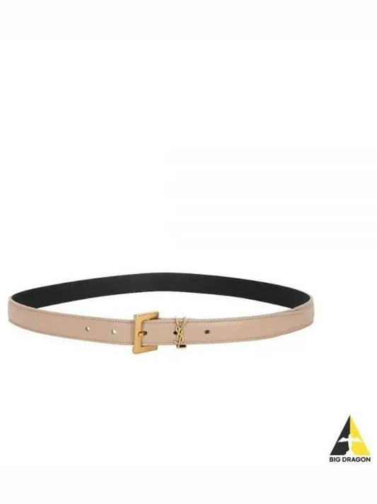 Monogram Square Leather Belt Beige - SAINT LAURENT - BALAAN 2