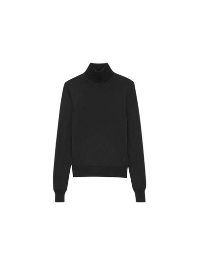 Cassandre Wool Turtle Neck Black - SAINT LAURENT - BALAAN 2