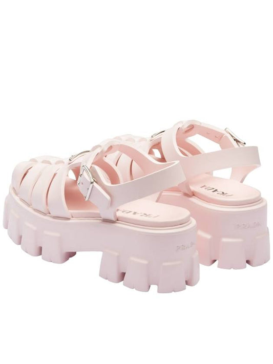 Women's Triangular Logo Foam Rubber Sandals Alabaster Pink - PRADA - BALAAN 2