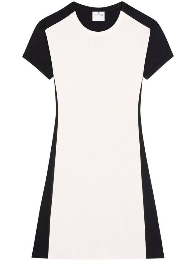 Courrèges White And Black Cotton Dress - COURREGES - BALAAN 1