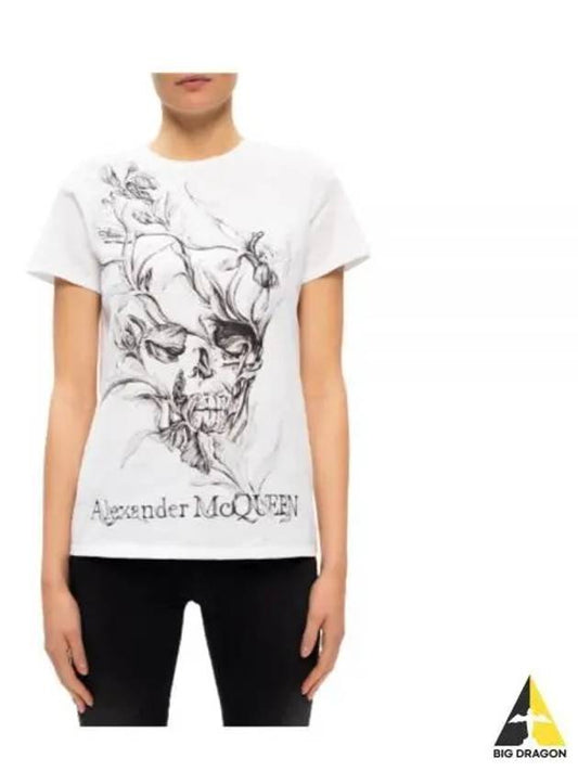 Women's Graphic Short Sleeve T-Shirt White - ALEXANDER MCQUEEN - BALAAN 2