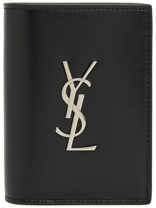 Men's Silver Monogram Fold Half Wallet Black - SAINT LAURENT - BALAAN 2