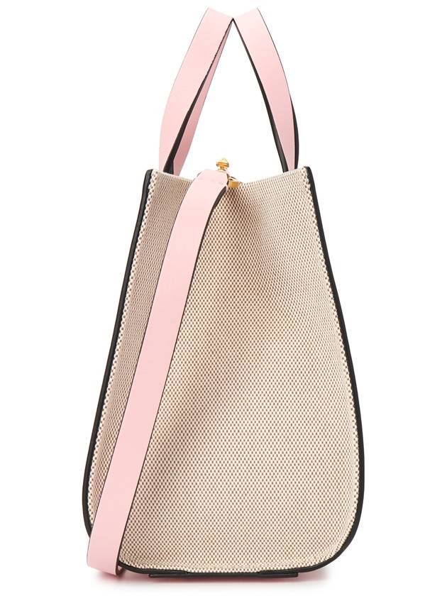 V Logo Signature Leather Tote Bag Pink - VALENTINO - BALAAN 4