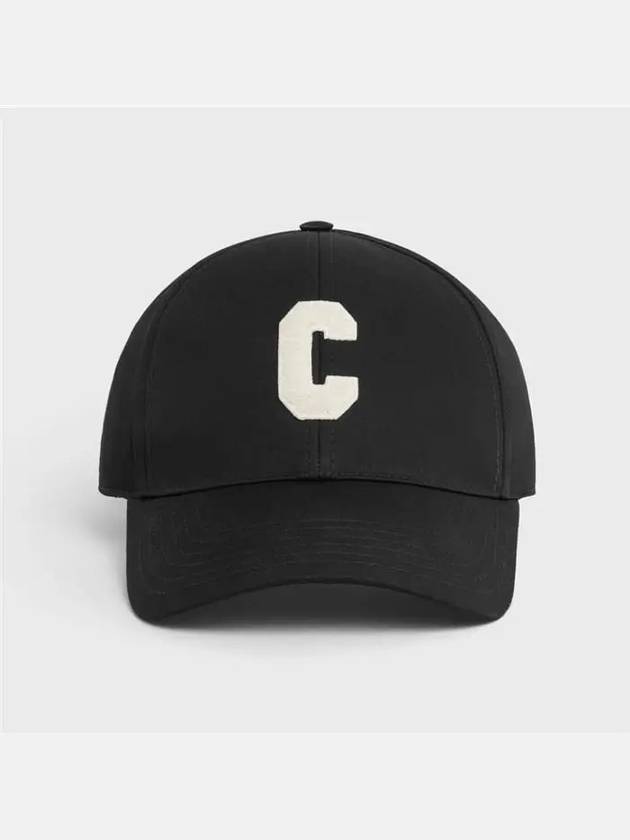 Initial C Patch Cotton Ball Cap Black - CELINE - BALAAN 3