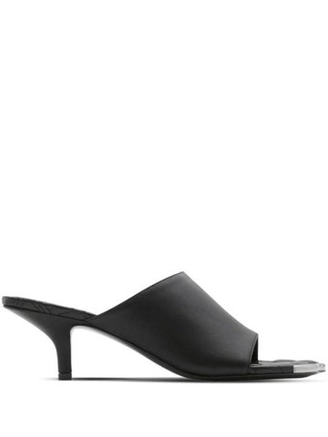 Duck Kitten Heel Leather Mule Black - BURBERRY - BALAAN 1