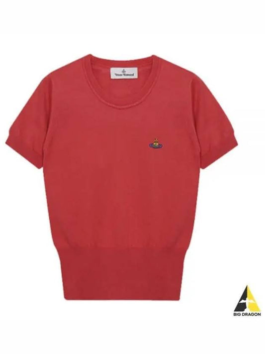 Bea Logo Embroidery Short Sleeve Knit Top Red - VIVIENNE WESTWOOD - BALAAN 2