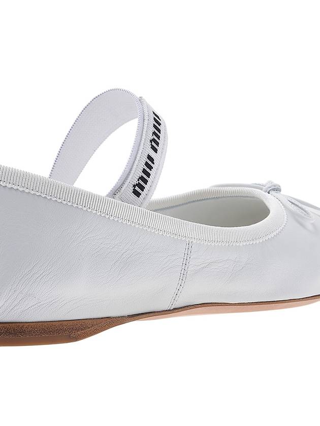 Women's Logo Strap Leather Ballerina White - MIU MIU - BALAAN.