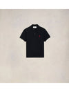 Heart Logo Polo Shirt Black - AMI - BALAAN 2