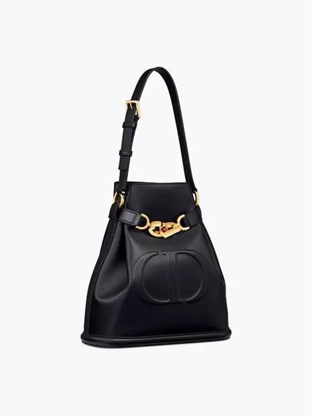 C'est CD Embossed Calfskin Medium Shoulder Bag Black - DIOR - BALAAN 3