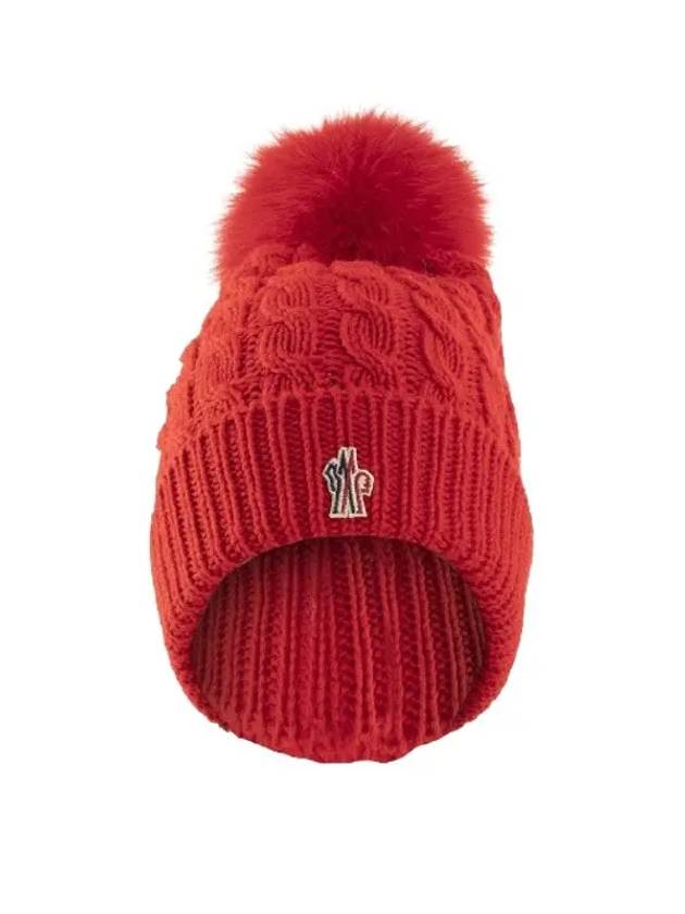 Logo Fleece Hat Red E209800228100402A455 - MONCLER - BALAAN 1