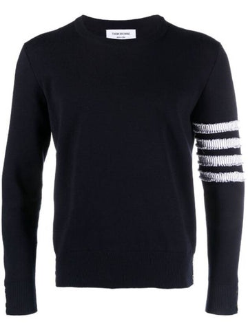 4 Bar Straight Knit Top Navy - THOM BROWNE - BALAAN 1