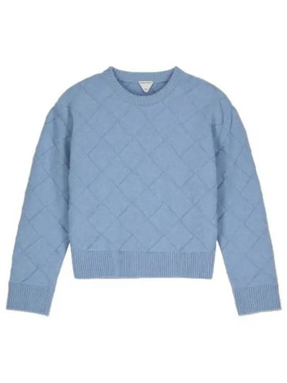 Men's Intreccio Wool Knit Top Blue - BOTTEGA VENETA - BALAAN 2