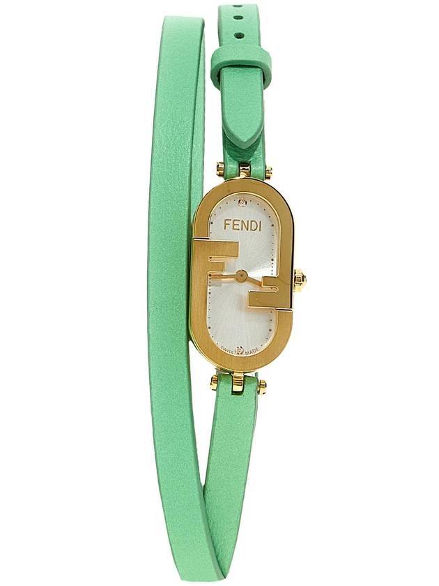 Women's Eau Rock Vertical Oval Leather Watch Green - FENDI - BALAAN 1