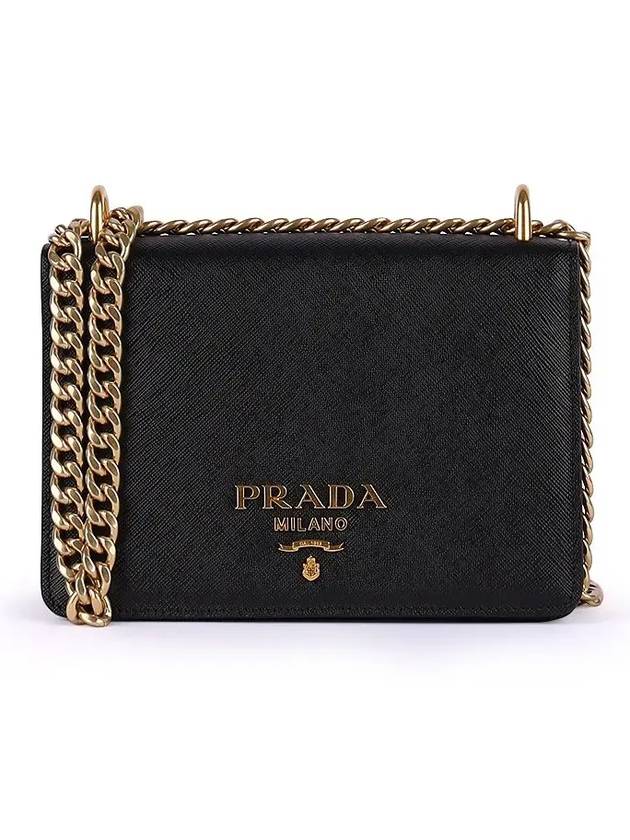 Saffiano Leather Chain Shoulder Bag Black - PRADA - BALAAN 2