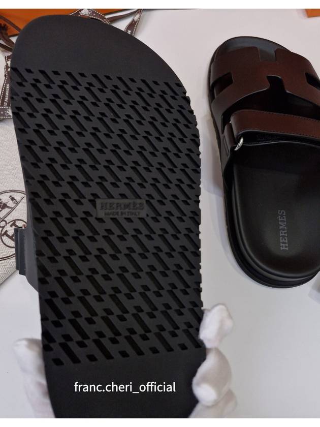 Chypre Leather Sandals Black - HERMES - BALAAN 4