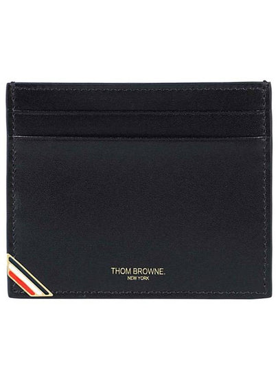 Three Stripe Tab Metal Logo Card Wallet Black - THOM BROWNE - BALAAN 2